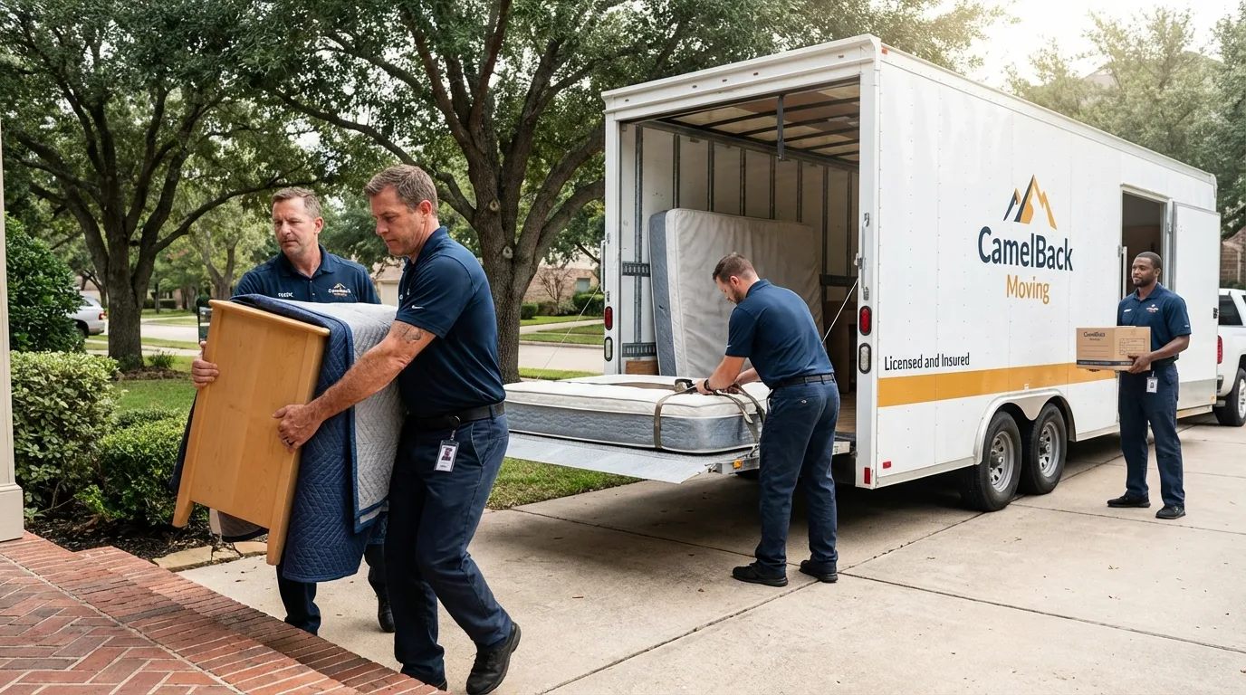 Crew loading residential truck for cross-state move from Bloomfield, NJ