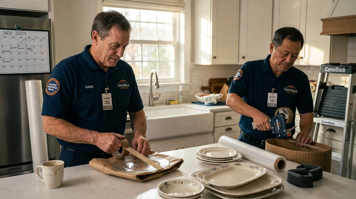 Professional crew packing kitchen dishware in Bloomfield, NJ